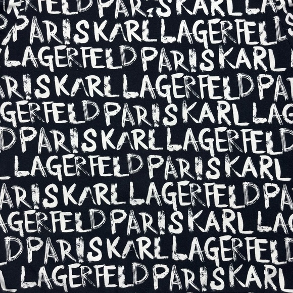 Karl Lagerfeld Blouse Womens Large Graffiti Paris Puff Sleeves Streetwear Party - Picture 3 of 5